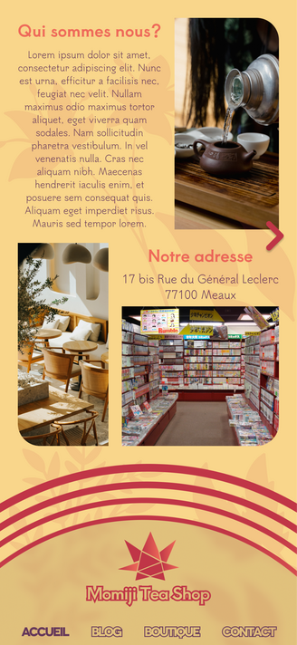 Maquette de page mobile réalisée avec Figma