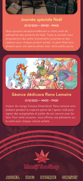 Maquette de page mobile réalisée avec Figma