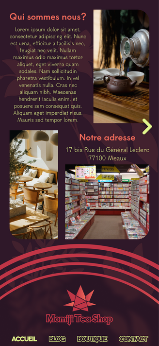 Maquette de page mobile réalisée avec Figma