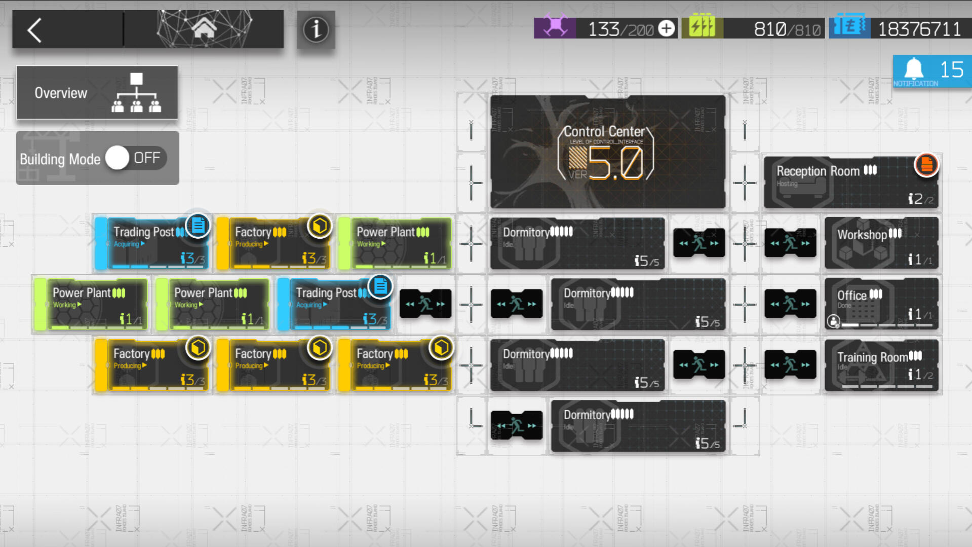 La vue d'ensemble de la base telle qu'elle est dans le jeu
