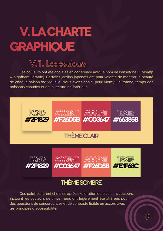 Page 9, Charte de couleurs