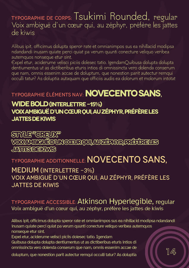 Page 14, Charte typographique